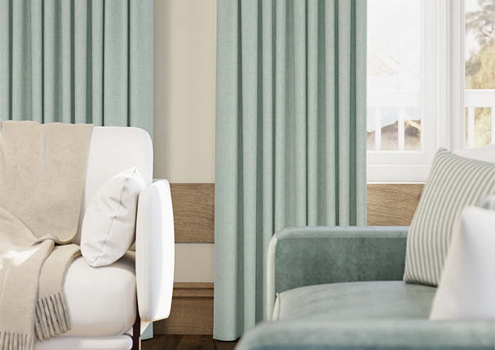 Delicate Chevron, Turquoise - Made to Measure Curtains - Image 5
